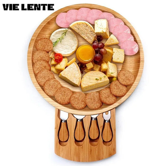 Bamboo Cheese Board Set With Cheese Knife