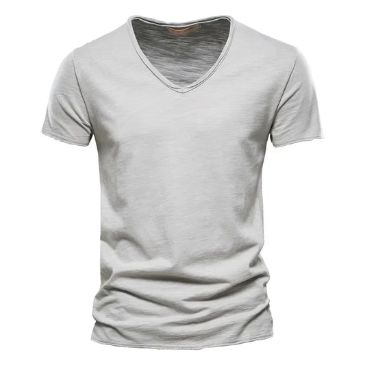 T-shirt à manches courtes en coton de bambou à col en V