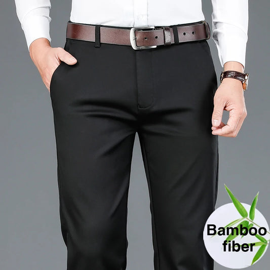Pantalons décontractés en fibre de bambou style classique pour hommes