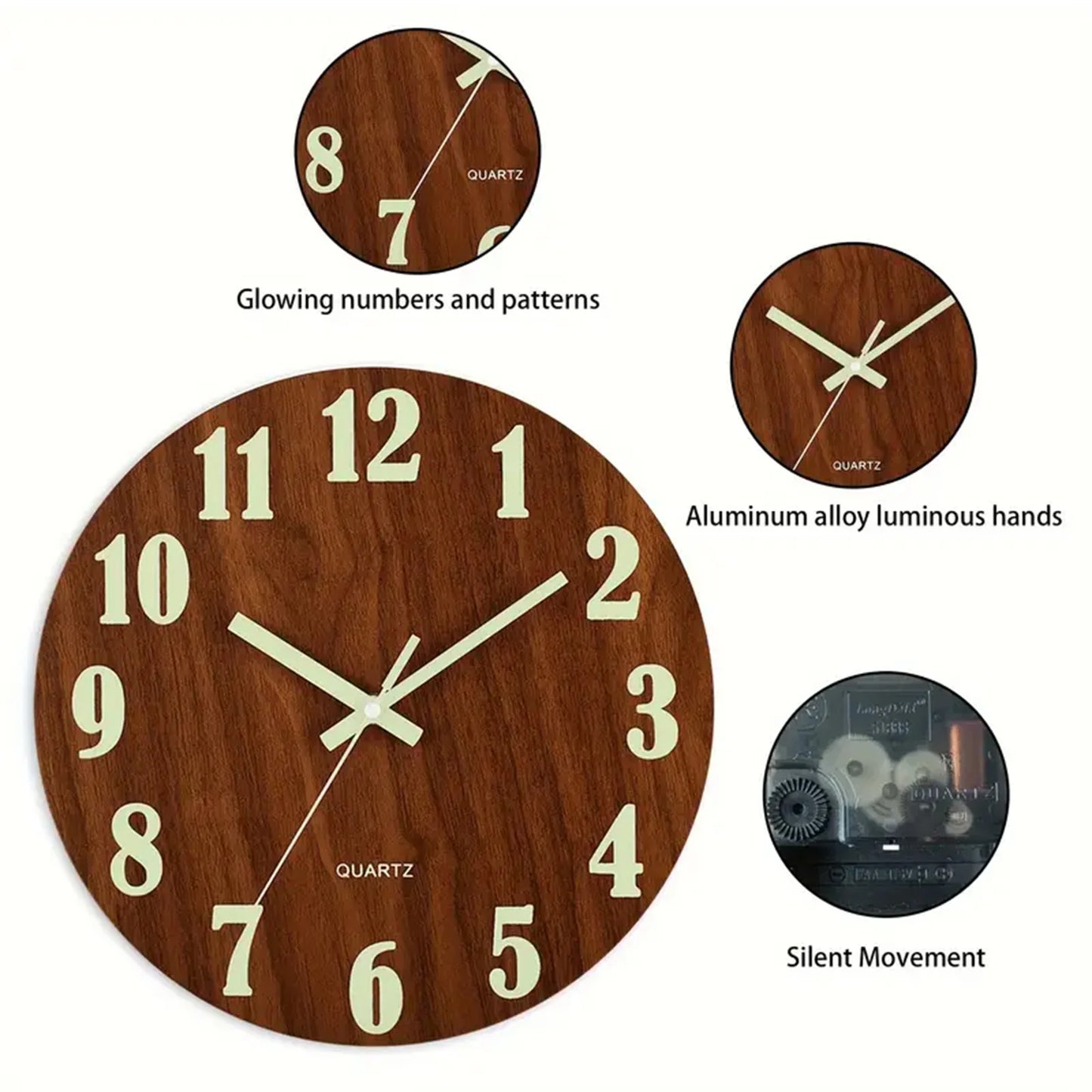 Wooden Wall Clock 12 inch