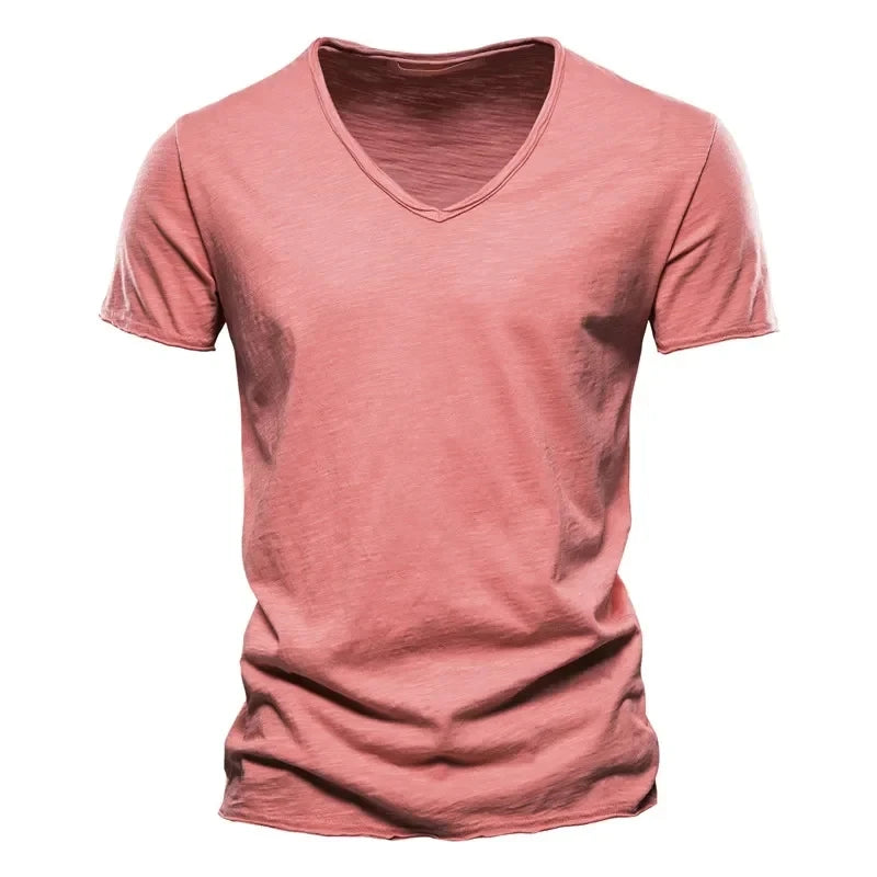 bamboo cotton V-neck short sleeved T-shirt