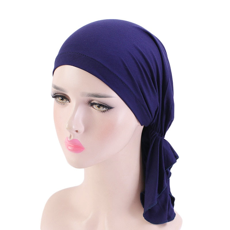 Bamboo cotton Pre-Tied Scarf, Turban Women between 54 models