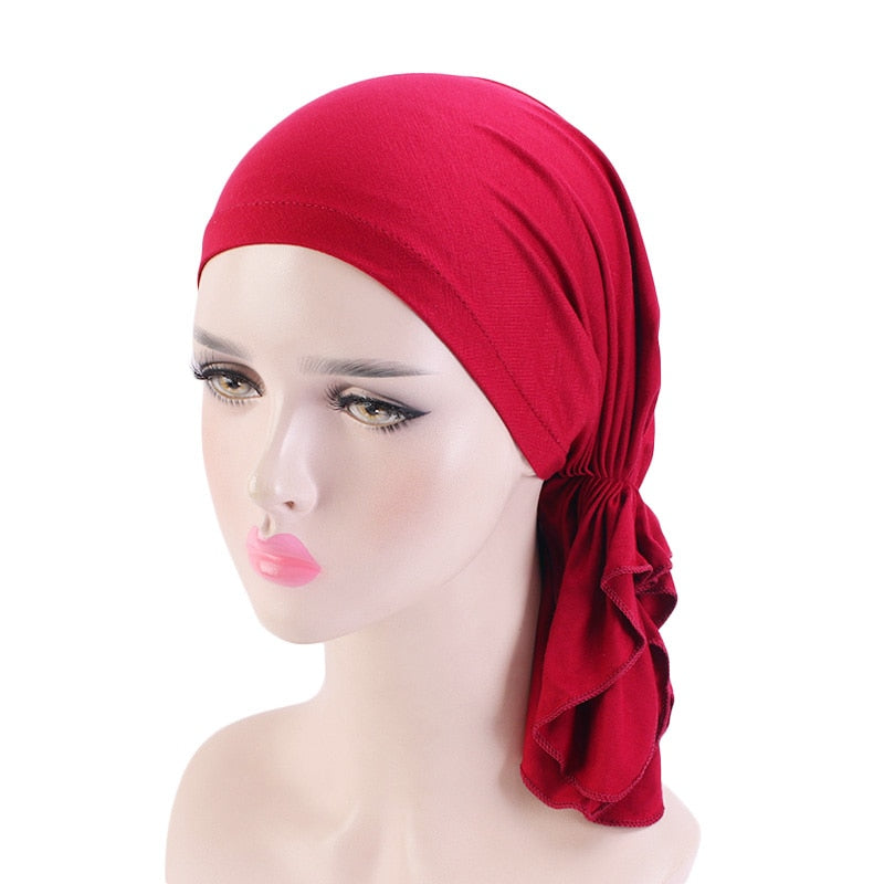 Bamboo cotton Pre-Tied Scarf, Turban Women between 54 models