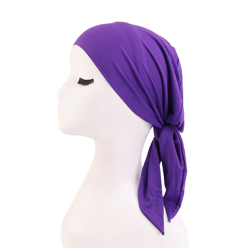 Bamboo cotton Pre-Tied Scarf, Turban Women between 54 models