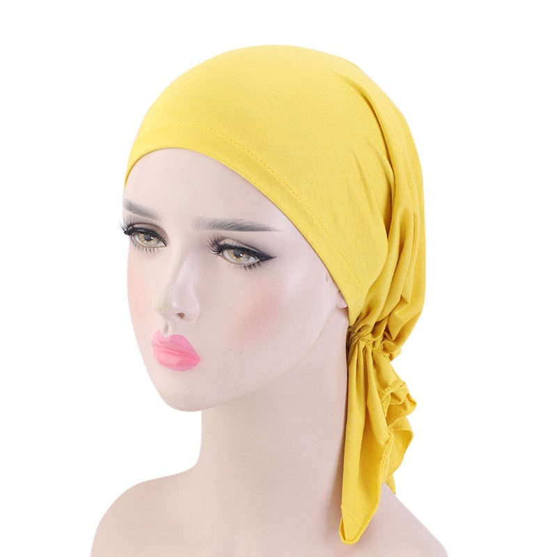 Bamboo cotton Pre-Tied Scarf, Turban Women between 54 models