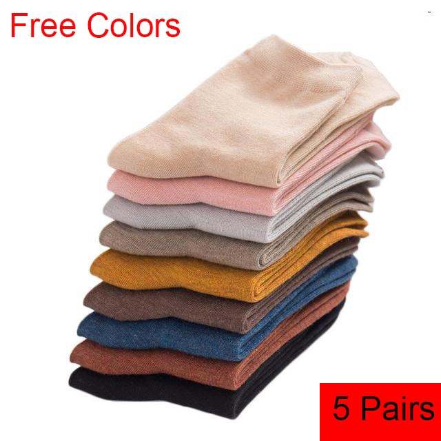 Bamboo Fiber Socks Women's 5 Pairs Colorful