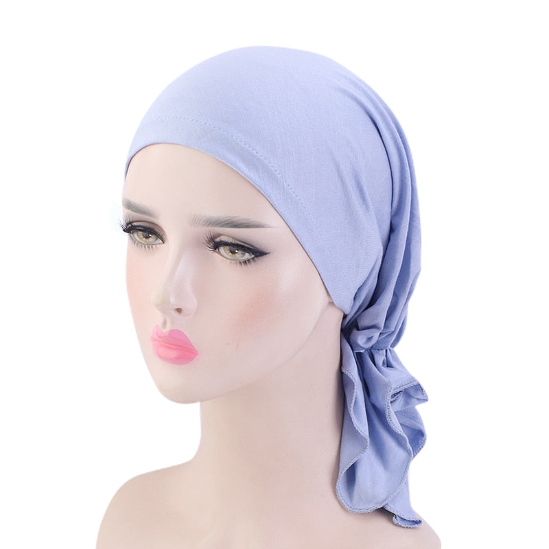 Bamboo cotton Pre-Tied Scarf, Turban Women between 54 models