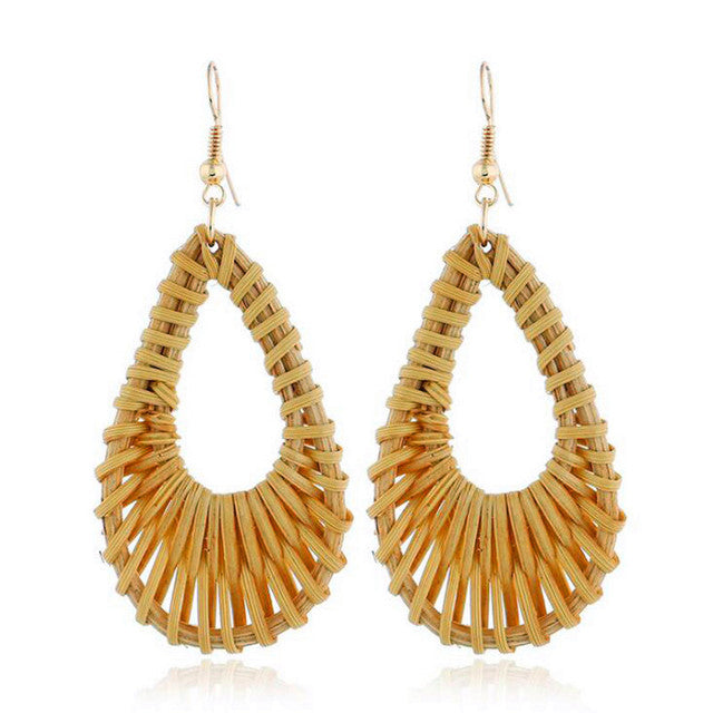 Handmade Bamboo Rattan Jewelry Earrings For Women