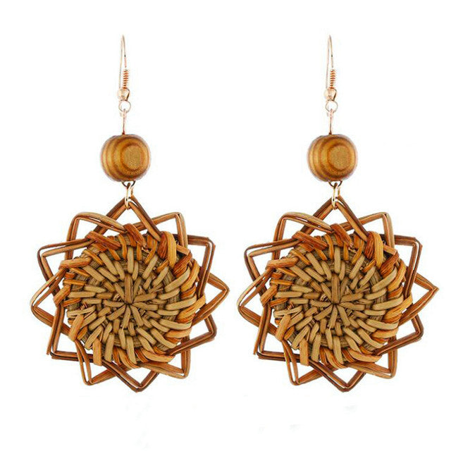 Handmade Bamboo Rattan Jewelry Earrings For Women