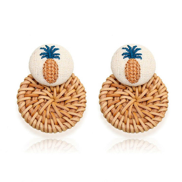 Handmade Bamboo Rattan Jewelry Earrings For Women