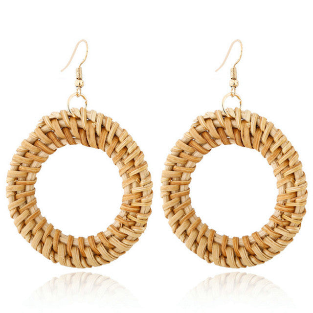 Handmade Bamboo Rattan Jewelry Earrings For Women
