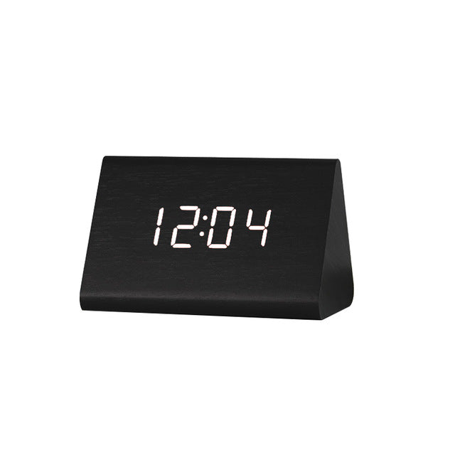 Wood Alarm Clock USB/AAA LED