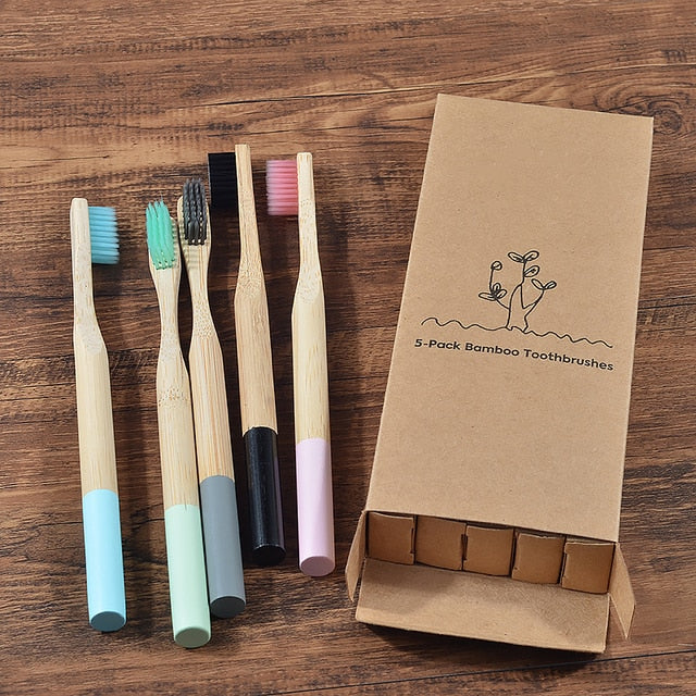5-Pack eco friendly bamboo toothbrushes
