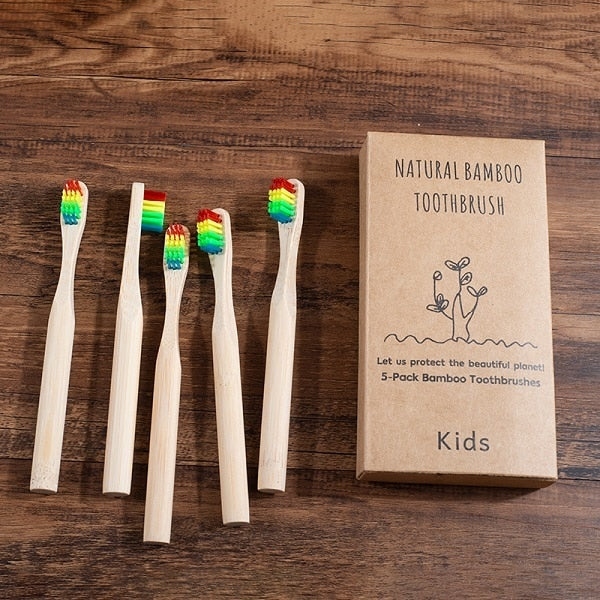 5-Pack eco friendly bamboo toothbrushes