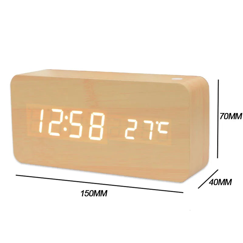 Wooden LED Alarm Clock