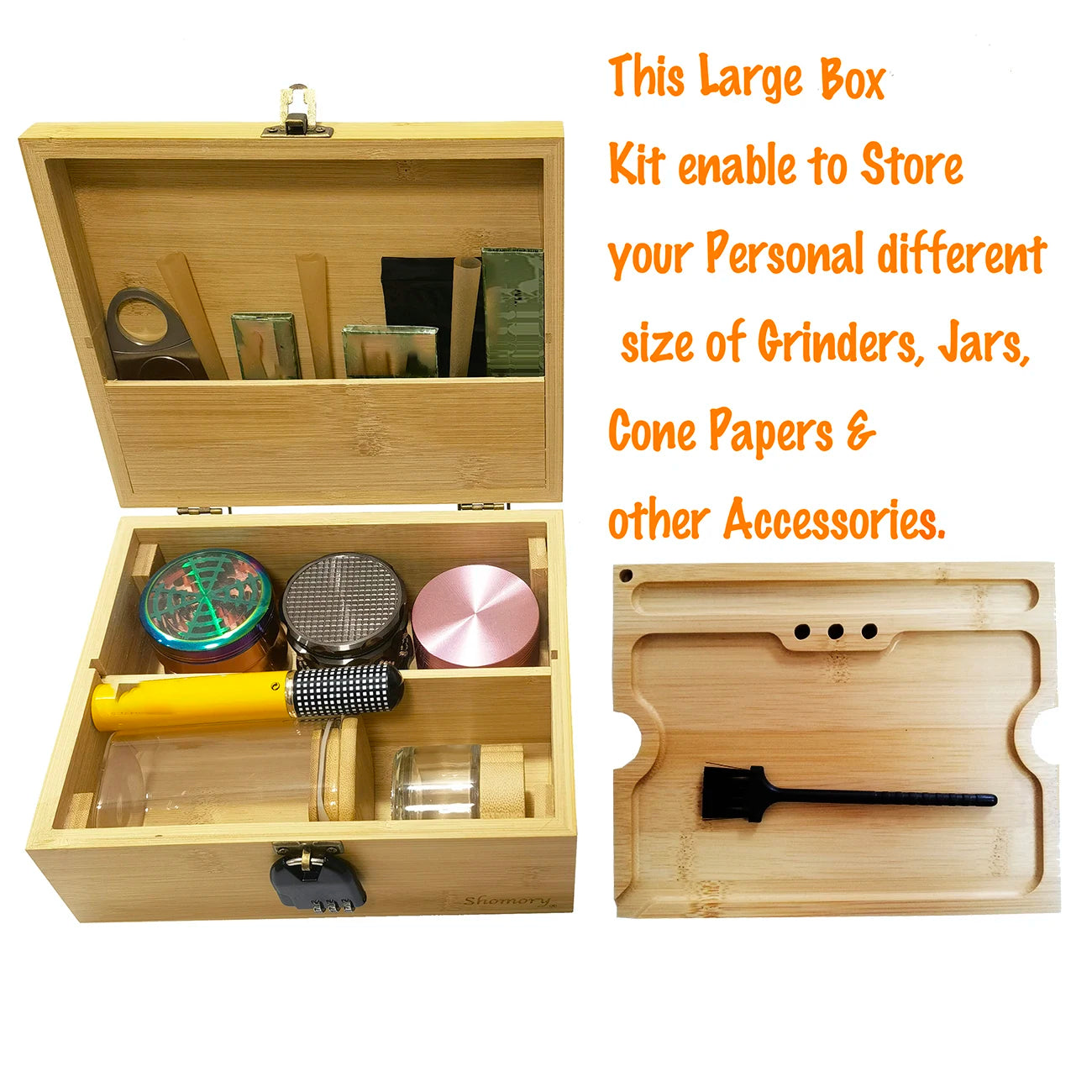Bamboo Box with Rolling Tray