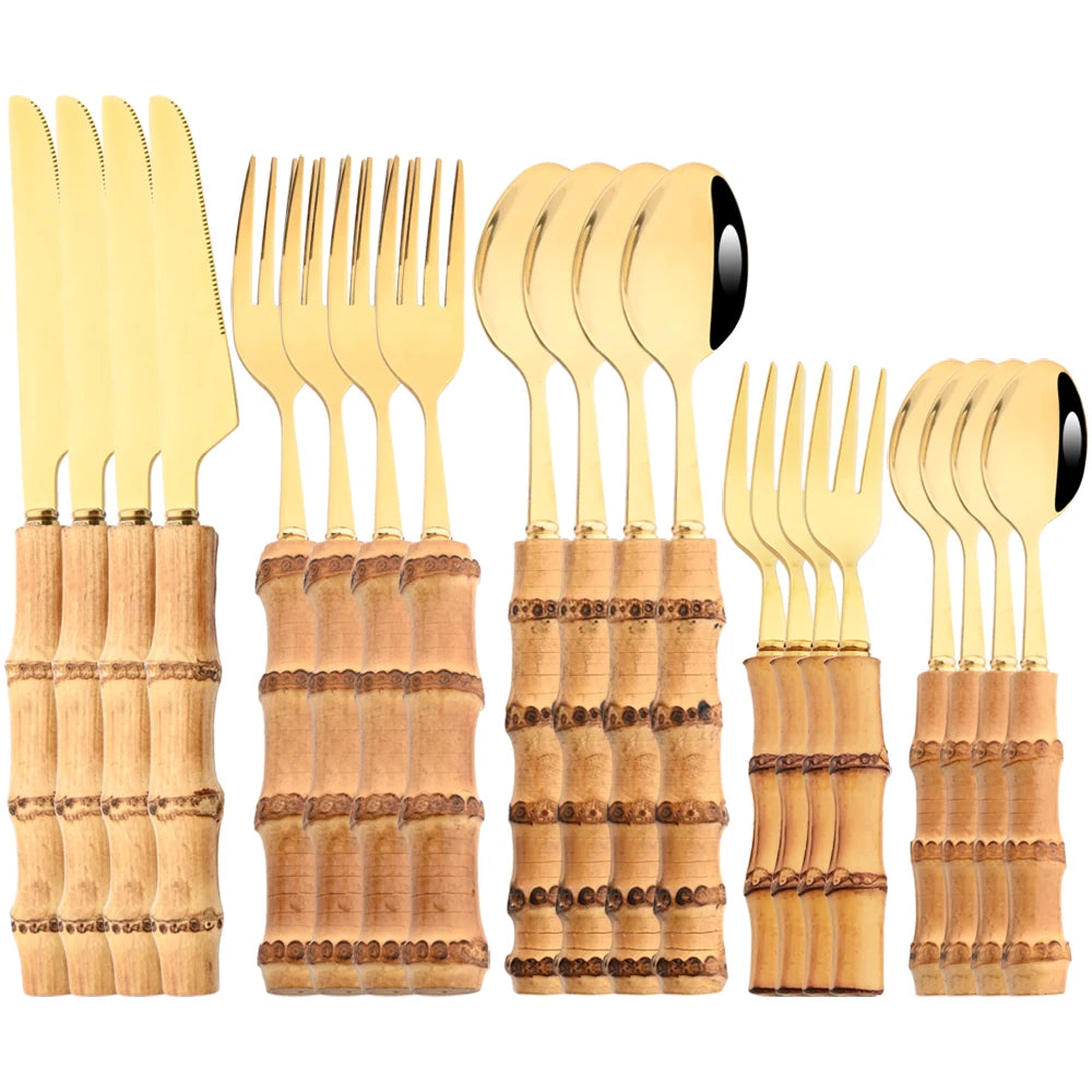 Bamboo tableware set 4/20pcs