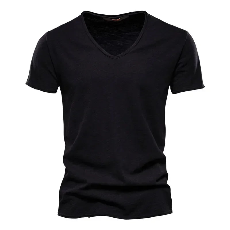 Bamboo Cotton V-neck Short Sleeve T-shirt