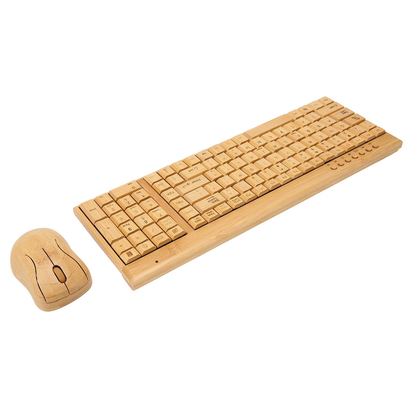 Bamboo Computer Keyboard 1200DPI Mouse for Office Laptop 2.4GHz Wireless