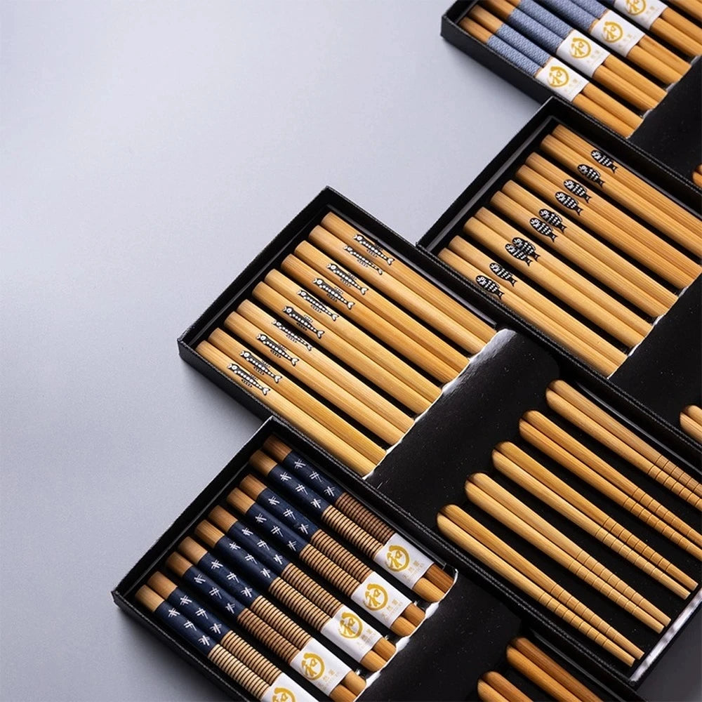 Bamboo Wood Handmade Chopsticks 5 pairs reusable