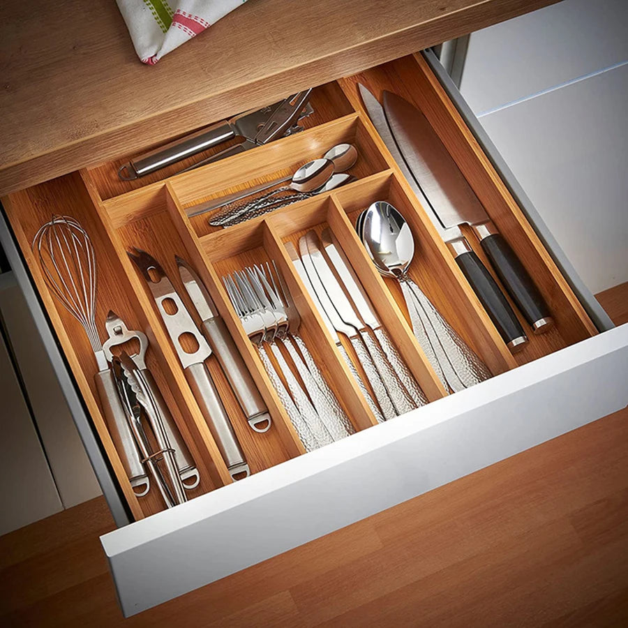 Bamboo Expandable Cutlery Tray