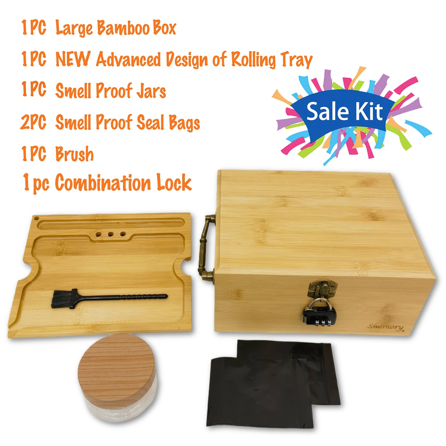Bamboo Box with Rolling Tray
