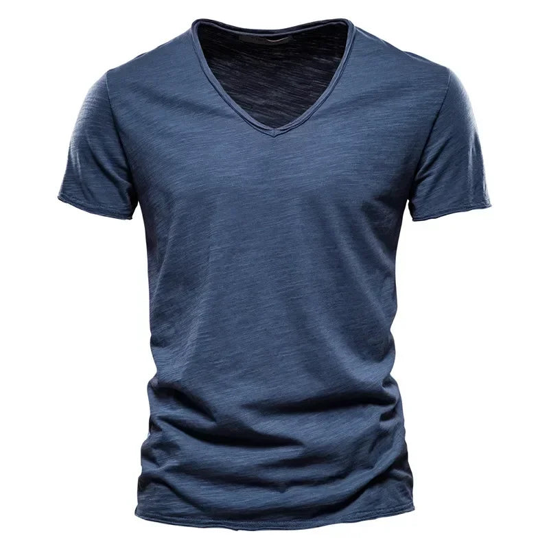 Bamboo Cotton V-neck Short Sleeve T-shirt