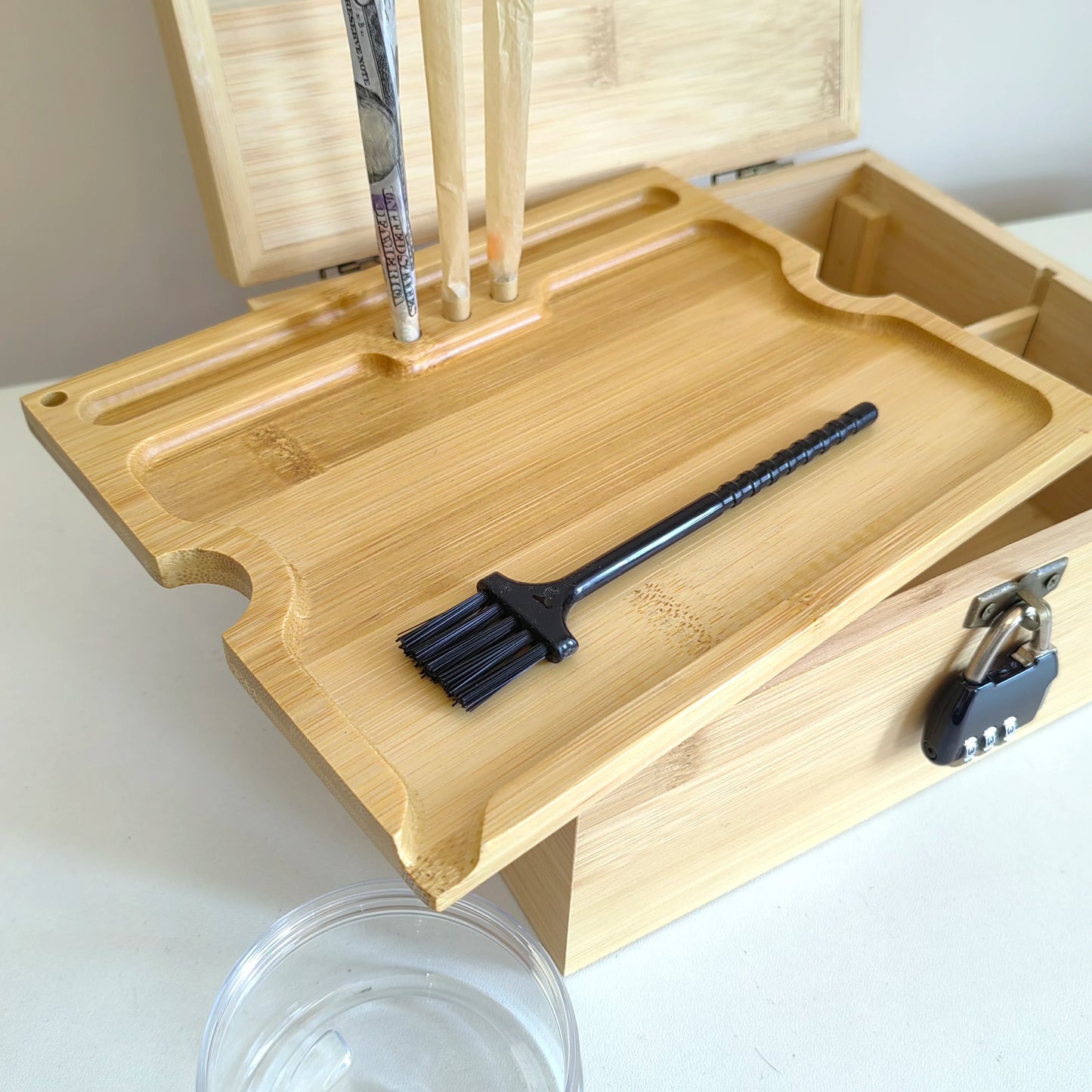 Bamboo Box with Rolling Tray