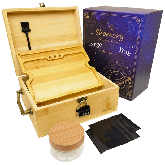Bamboo Box with Rolling Tray