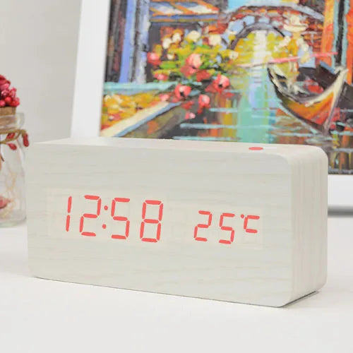 Wooden LED Alarm Clock
