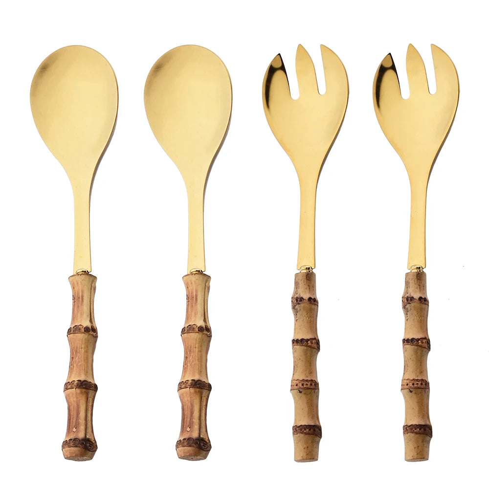 Bamboo Spoon Fork Handle Set 2/4pcs