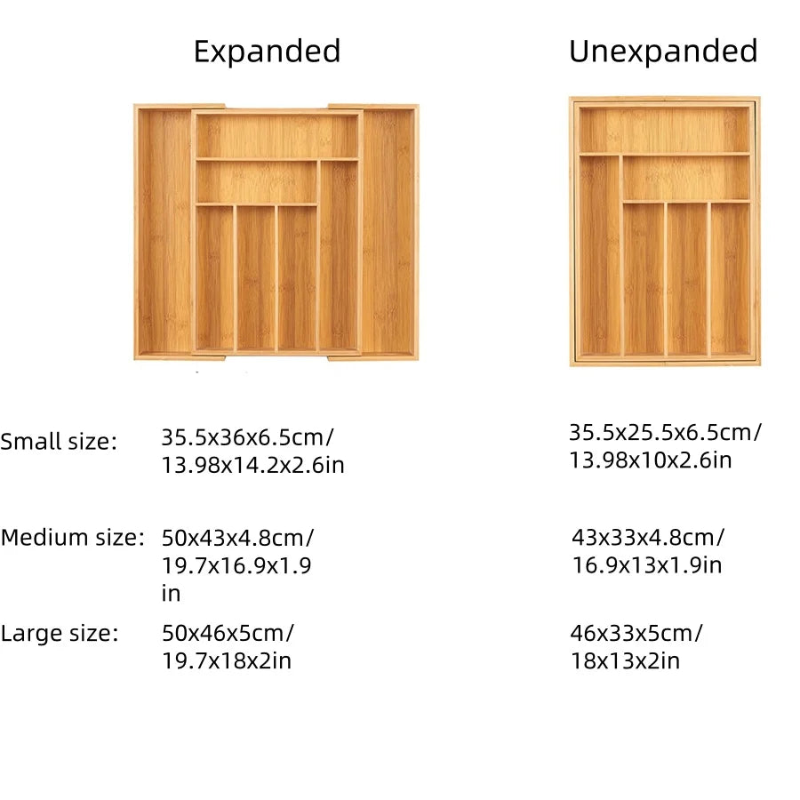 Bamboo Expandable Cutlery Tray