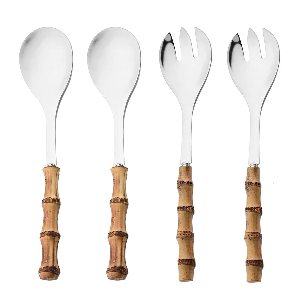 Bamboo Spoon Fork Handle Set 2/4pcs