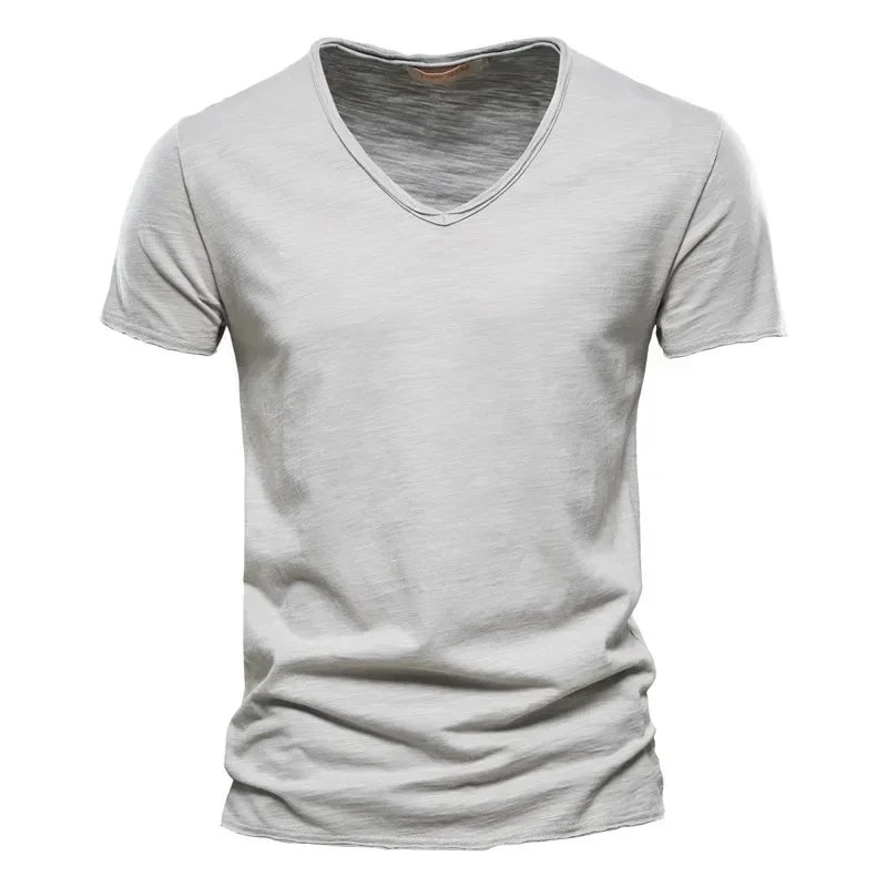 Bamboo Cotton V-neck Short Sleeve T-shirt