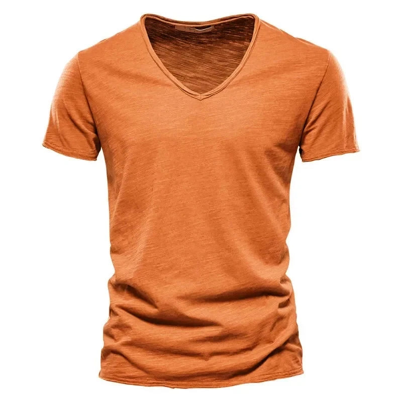 bamboo cotton V-neck short sleeved T-shirt