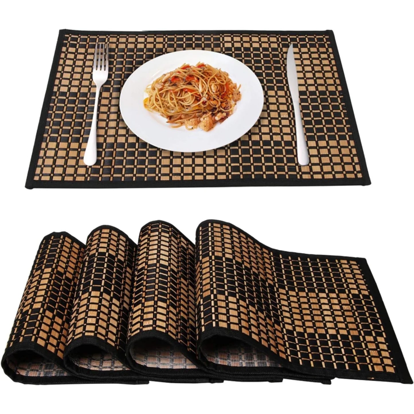 Bamboo Placemats for Dining Table Set of 4