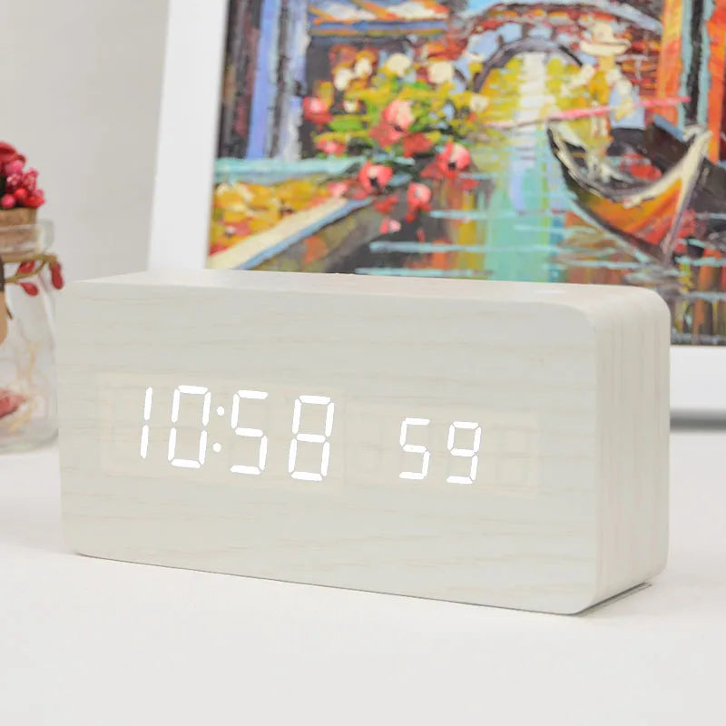 Wooden LED Alarm Clock