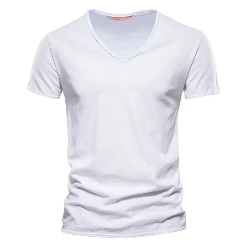 Bamboo Cotton V-neck Short Sleeve T-shirt