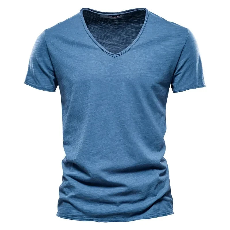 bamboo cotton V-neck short sleeved T-shirt