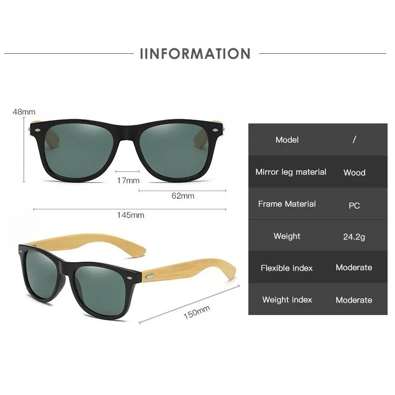 Bamboo Sunglasses Men Women Classic UV400 Non-Polarized