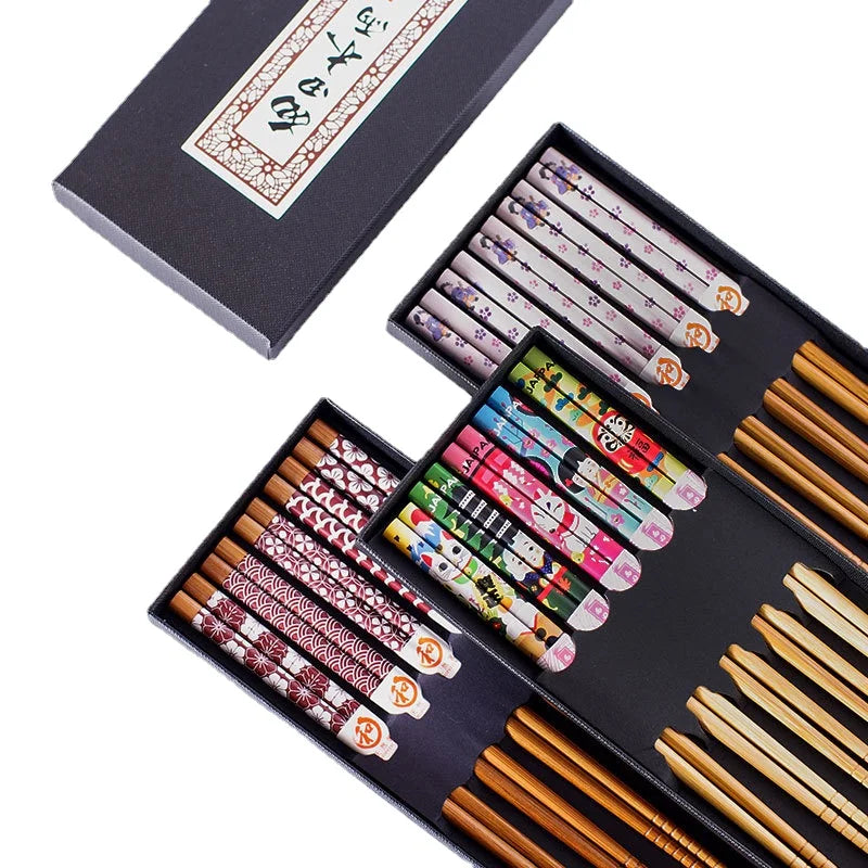 Bamboo Wood Handmade Chopsticks 5 pairs reusable
