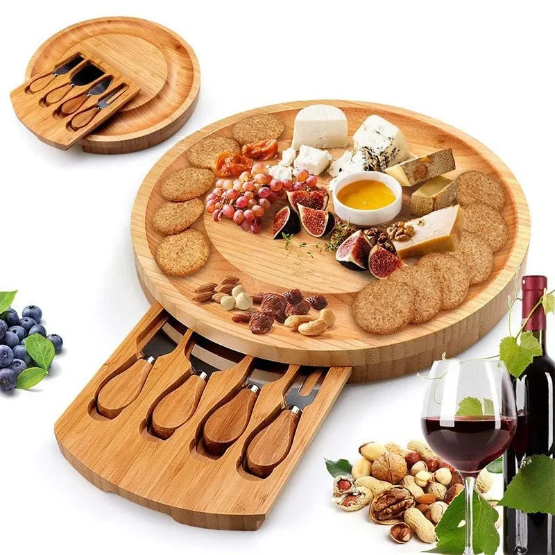 Bamboo Cheese Board Set With Cheese Knife