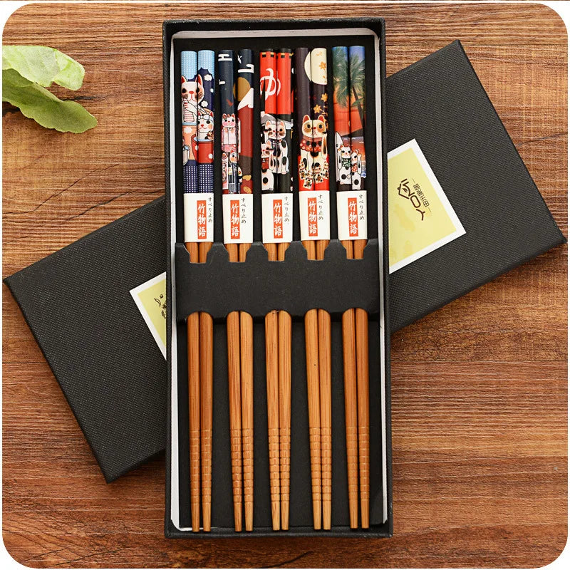 Bamboo Chopsticks 5 pair set