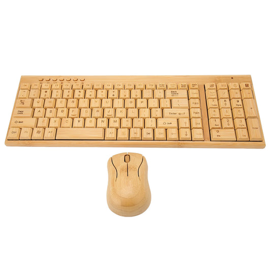 Bamboo Computer Keyboard 1200DPI Mouse for Office Laptop 2.4GHz Wireless