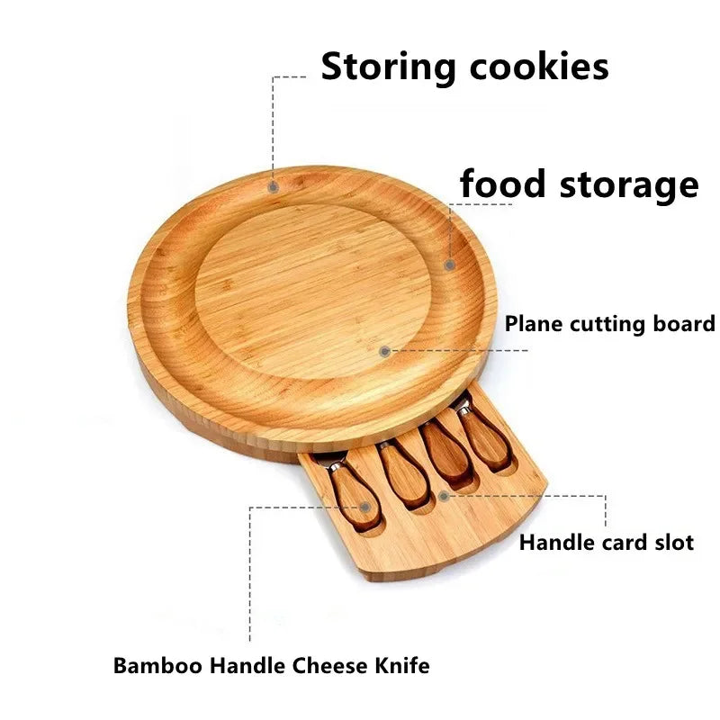 Bamboo Cheese Board Set With Cheese Knife
