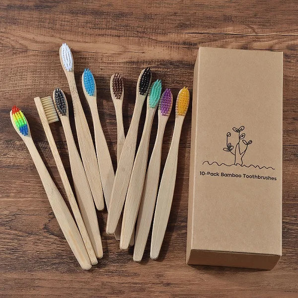 10Pcs Bamboo Toothbrush