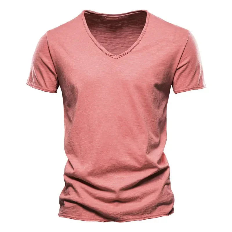 Bamboo Cotton V-neck Short Sleeve T-shirt
