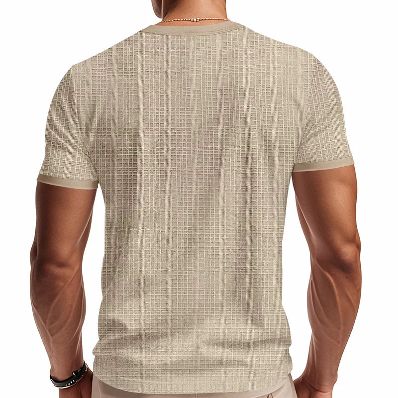 T-shirt men short sleeve imitation hemp bamboo