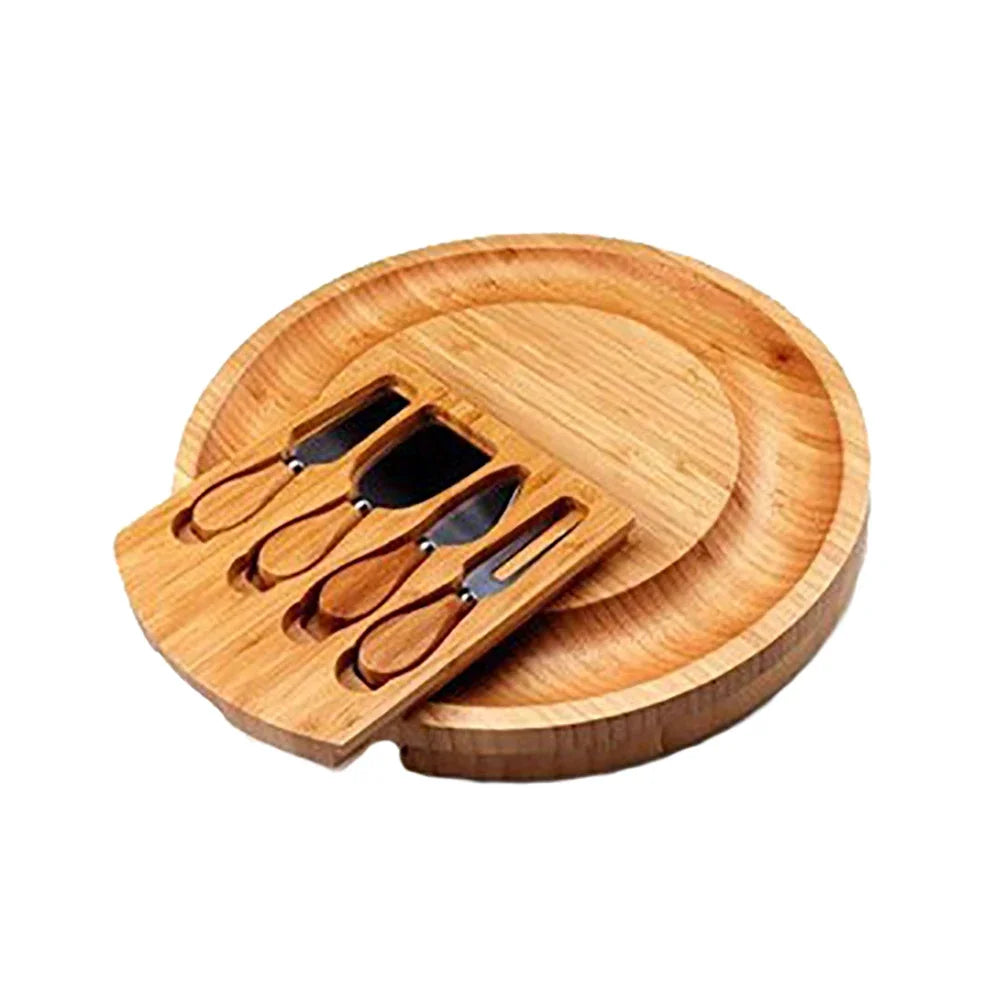 Bamboo Cheese Board Set With Cheese Knife