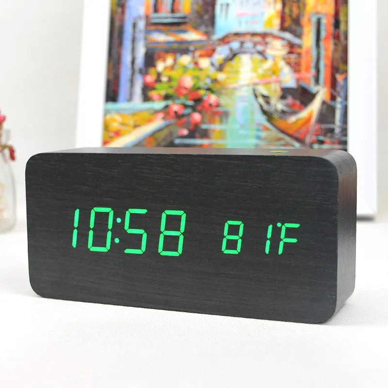 Wooden LED Alarm Clock